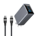 Anker Prime Charger (100W, 3 Ports, GaN) and Anker USB-C to USB-C Cable (3 ft / 6 ft, 240W, Upcycled-Braided)