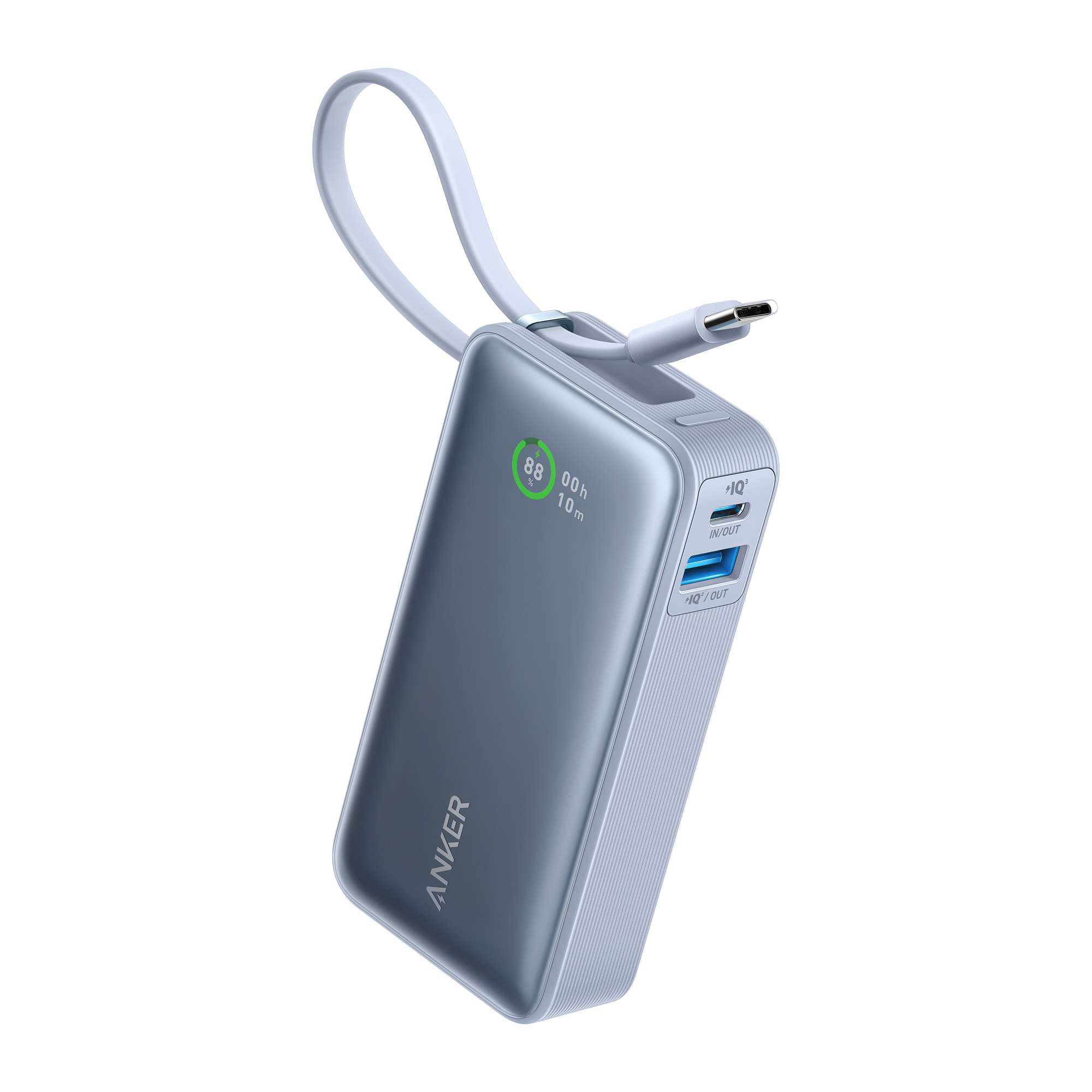 Anker Nano Power Bank (30W, Built-In USB-C Cable) E6 Ice Lake Blue