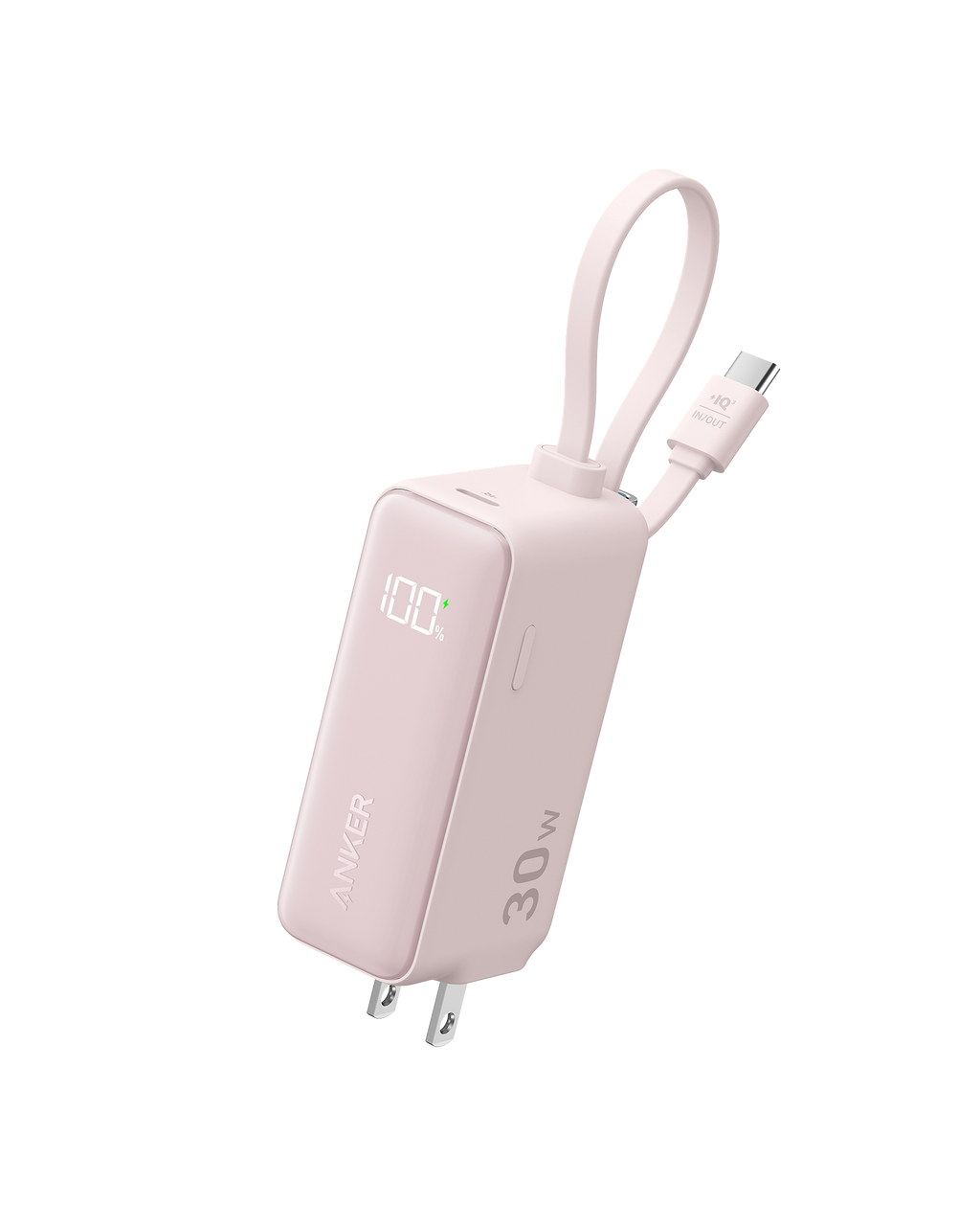 Anker Power Bank (30W, 5k, Fusion, Built-In USB-C Cable) U6 Pink