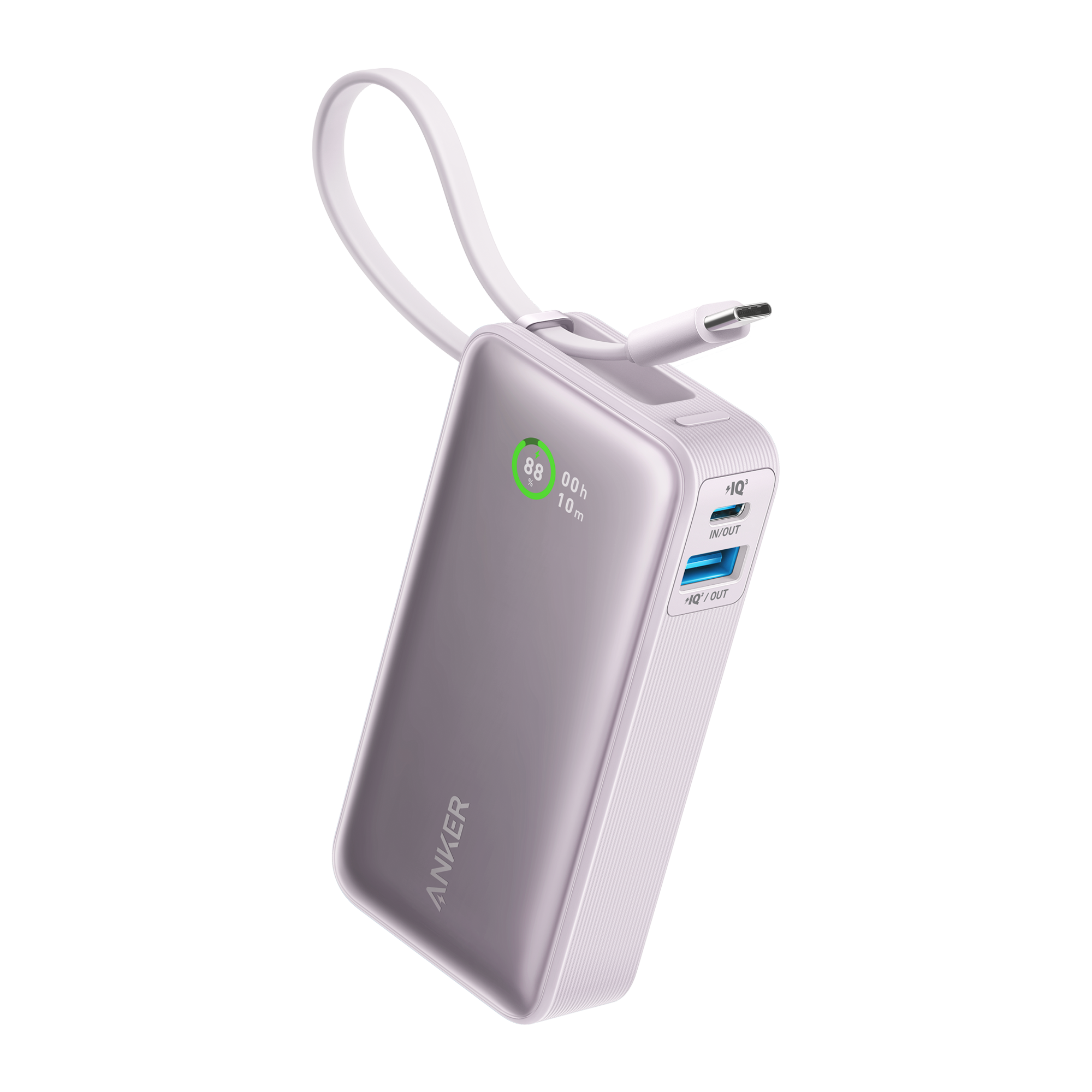 Anker Nano Power Bank (30W, Built-In USB-C Cable) E6 Lilac Purple