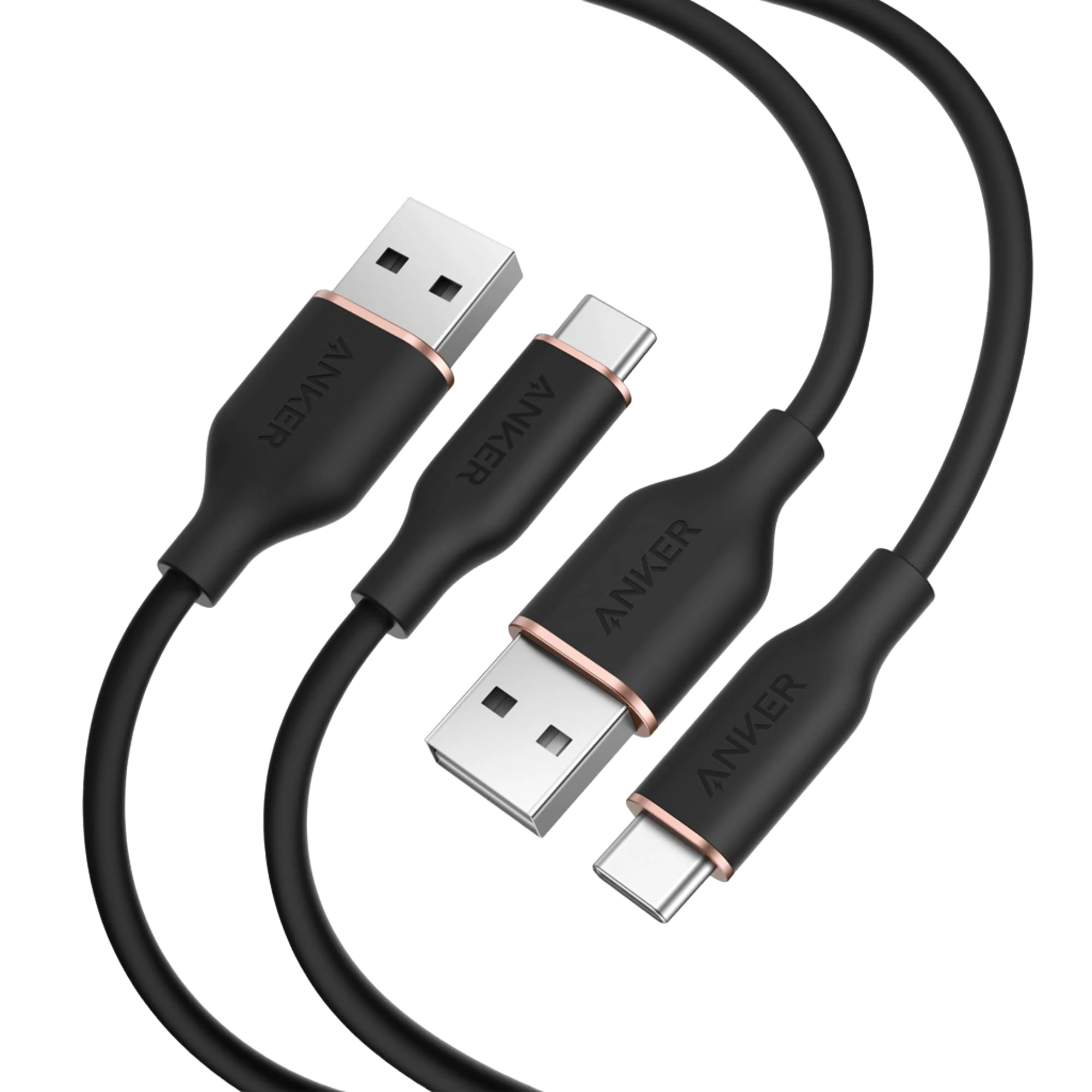 Anker 15W USB-A to USB-C Cable 2Pack (3 ft, Silicone)