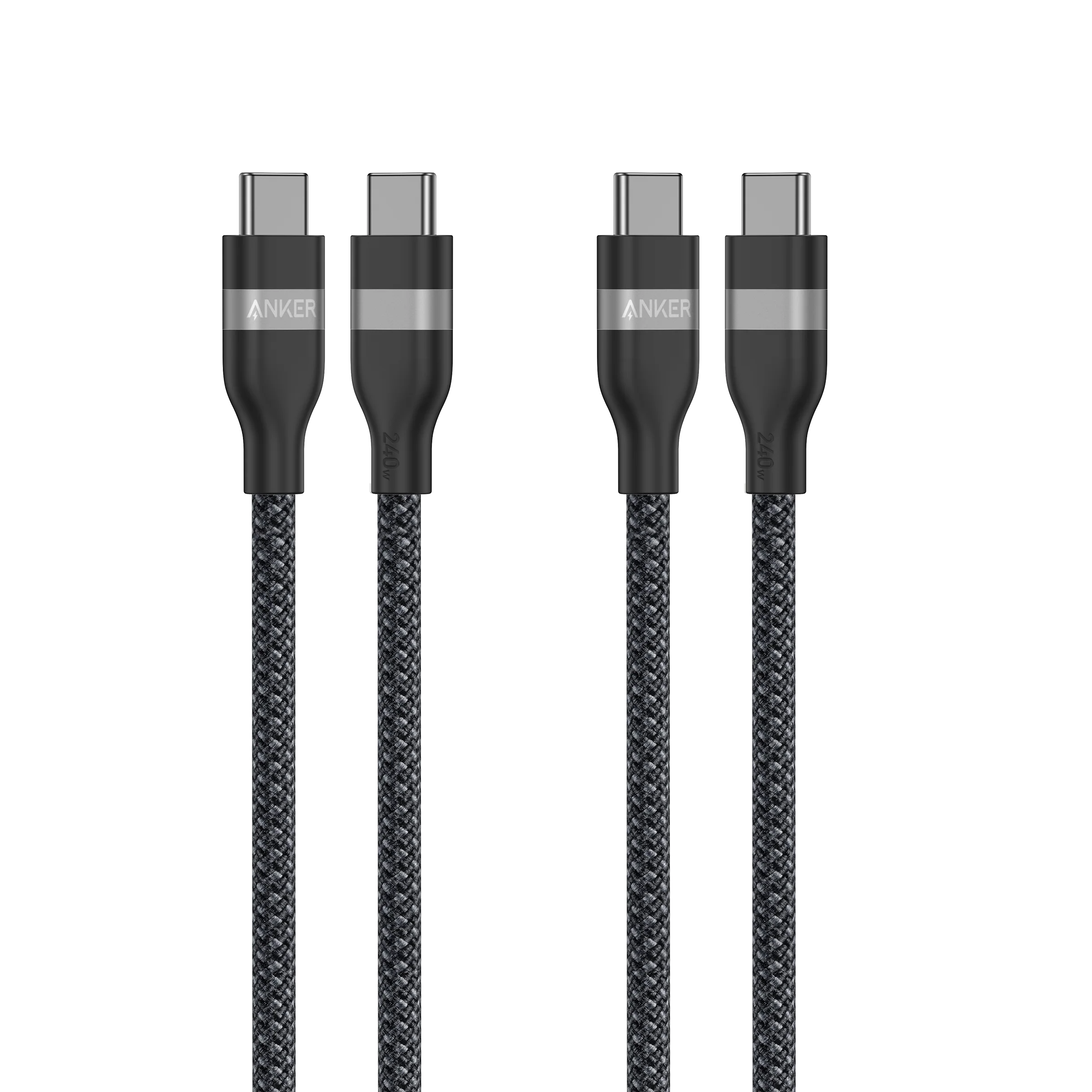 Anker USB-C to USB-C Cable (3 ft / 6 ft, 240W, Upcycled-Braided, 2-Pack)