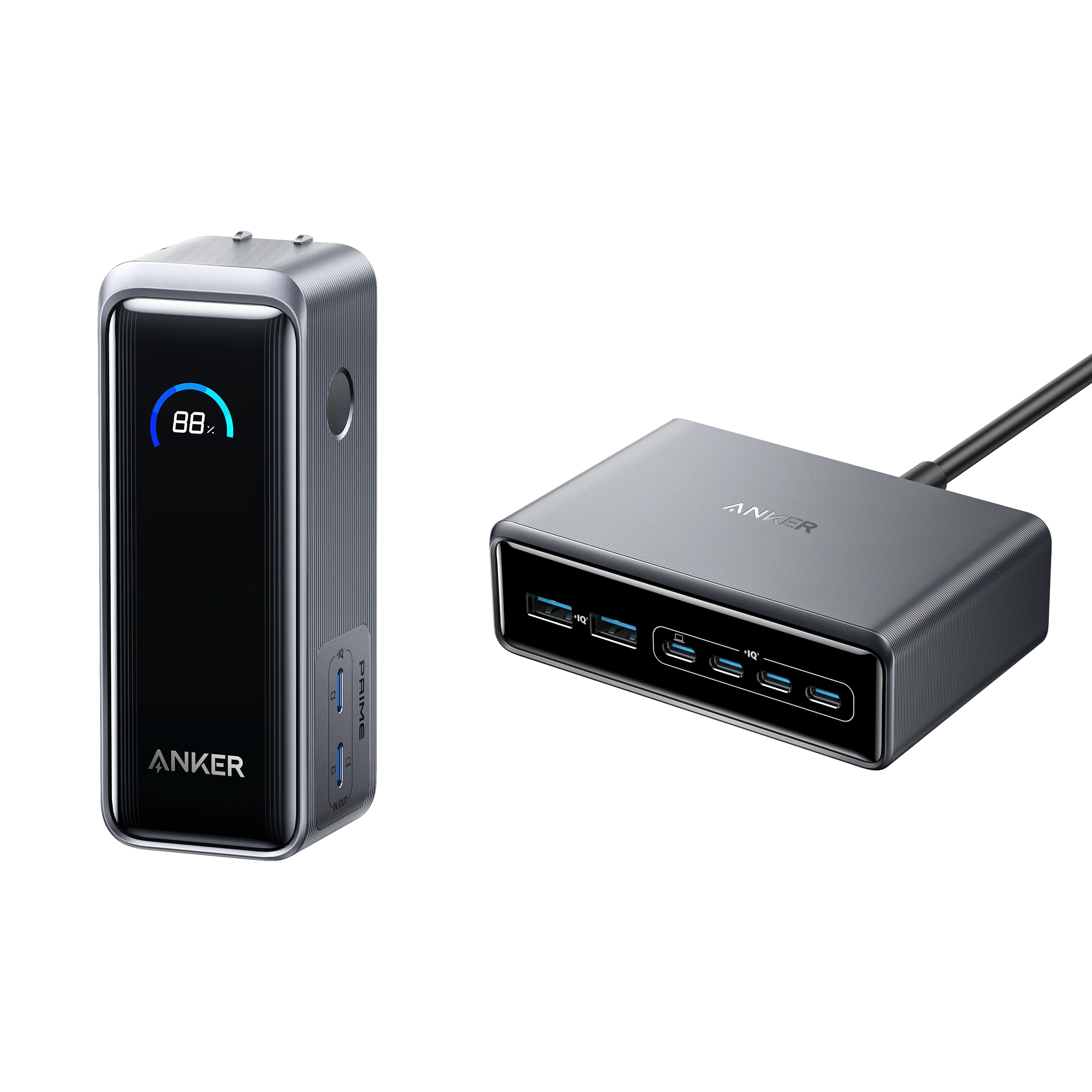 Anker Prime Power Bank (9.6K, 65W, Fusion) and Charger (200W, 6 Ports, GaN)