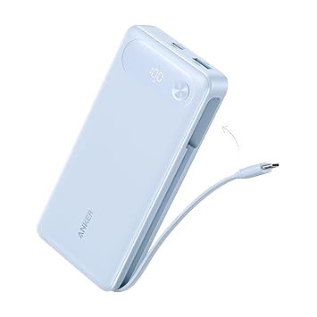 Anker Power Bank (20K, 87W, Built-In USB-C Cable) V4 Misty Blue