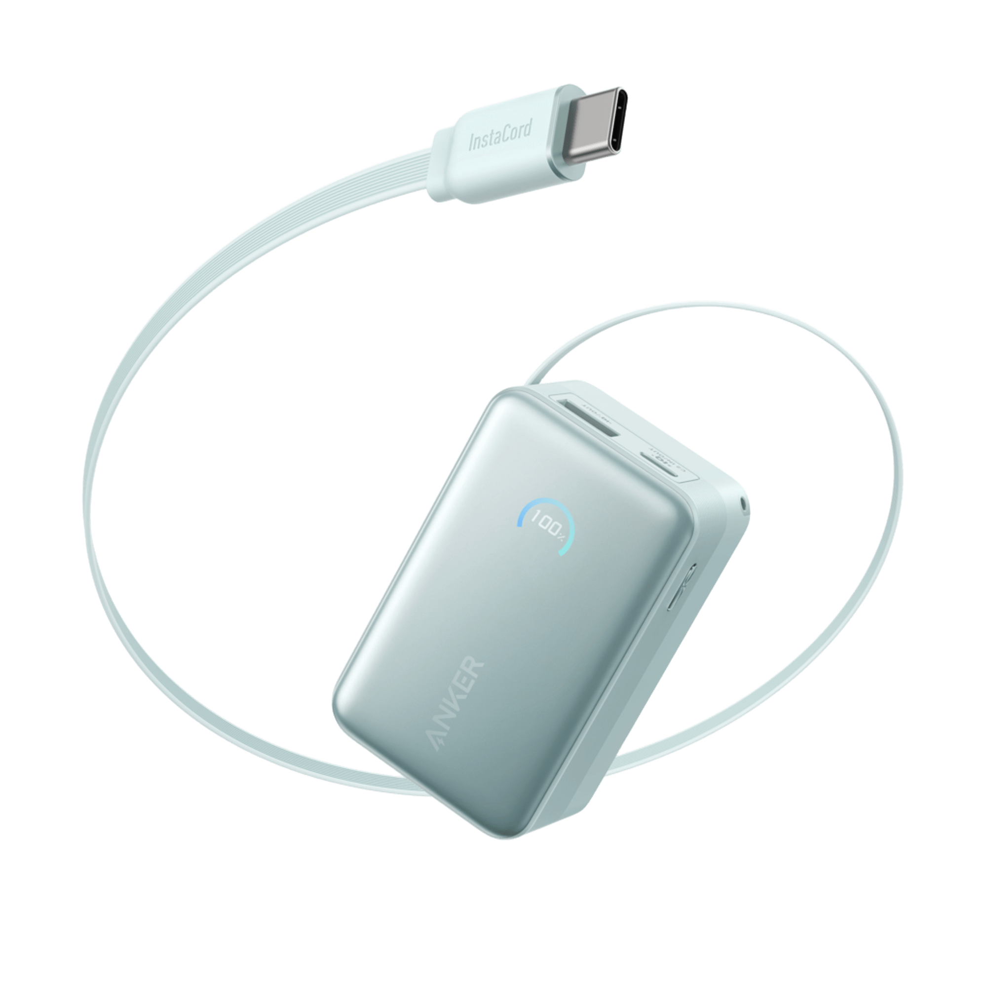 Anker Nano Power Bank (10K, 45W, Built-In Retractable USB-C Cable) Q7 Teal Oasis