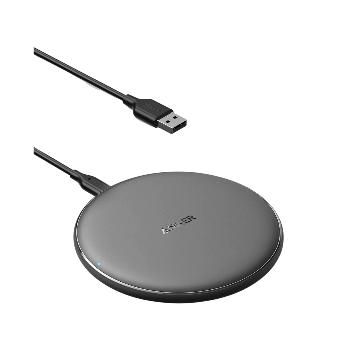 Anker wireless charging pad for Keyword with sleek round design