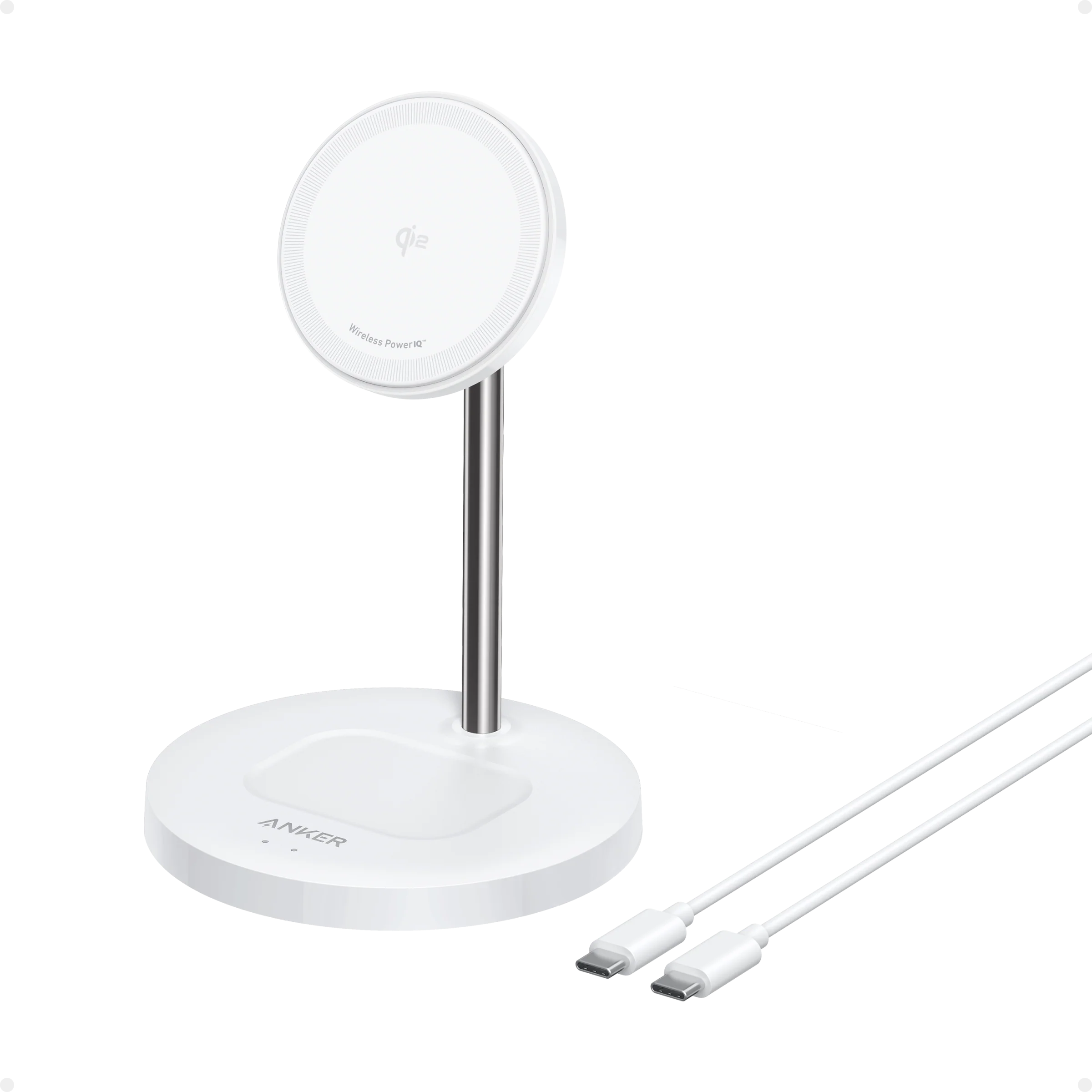 Anker with white wireless charger and USB-C cable for Keyword