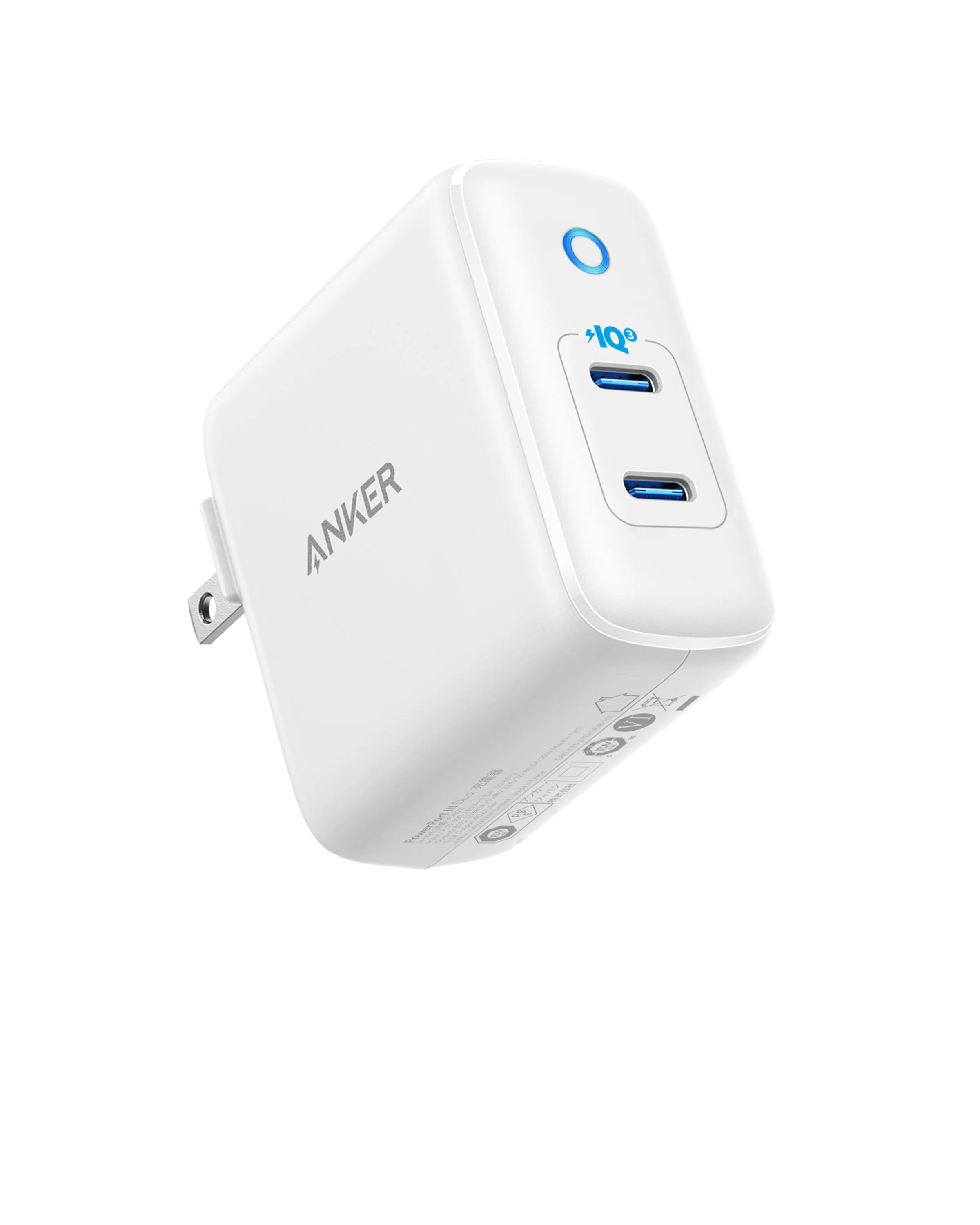 Anker white dual USB-C charger with IQ3 for power delivery