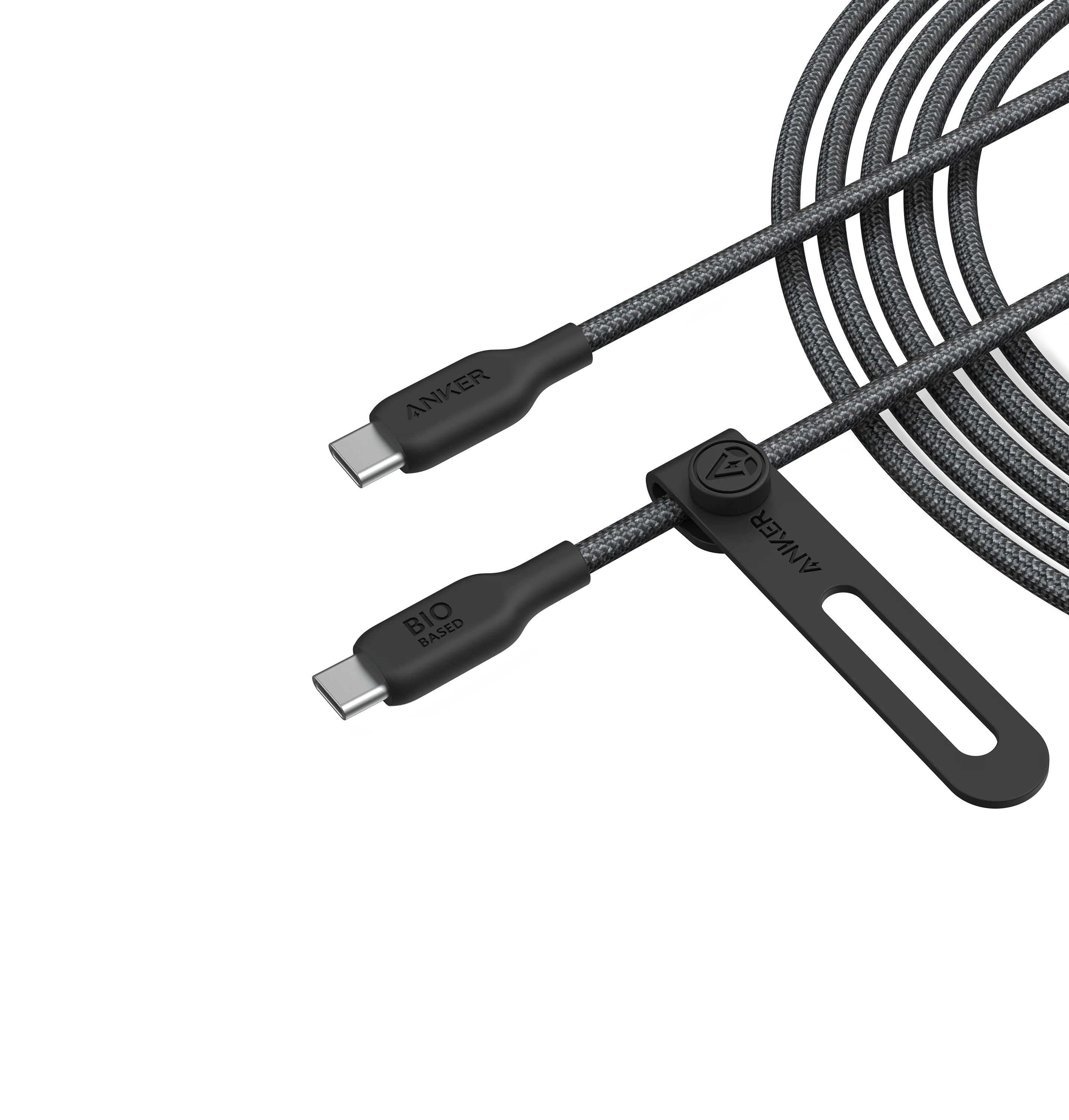 Anker with black USB-C bio-based cable for fast charging