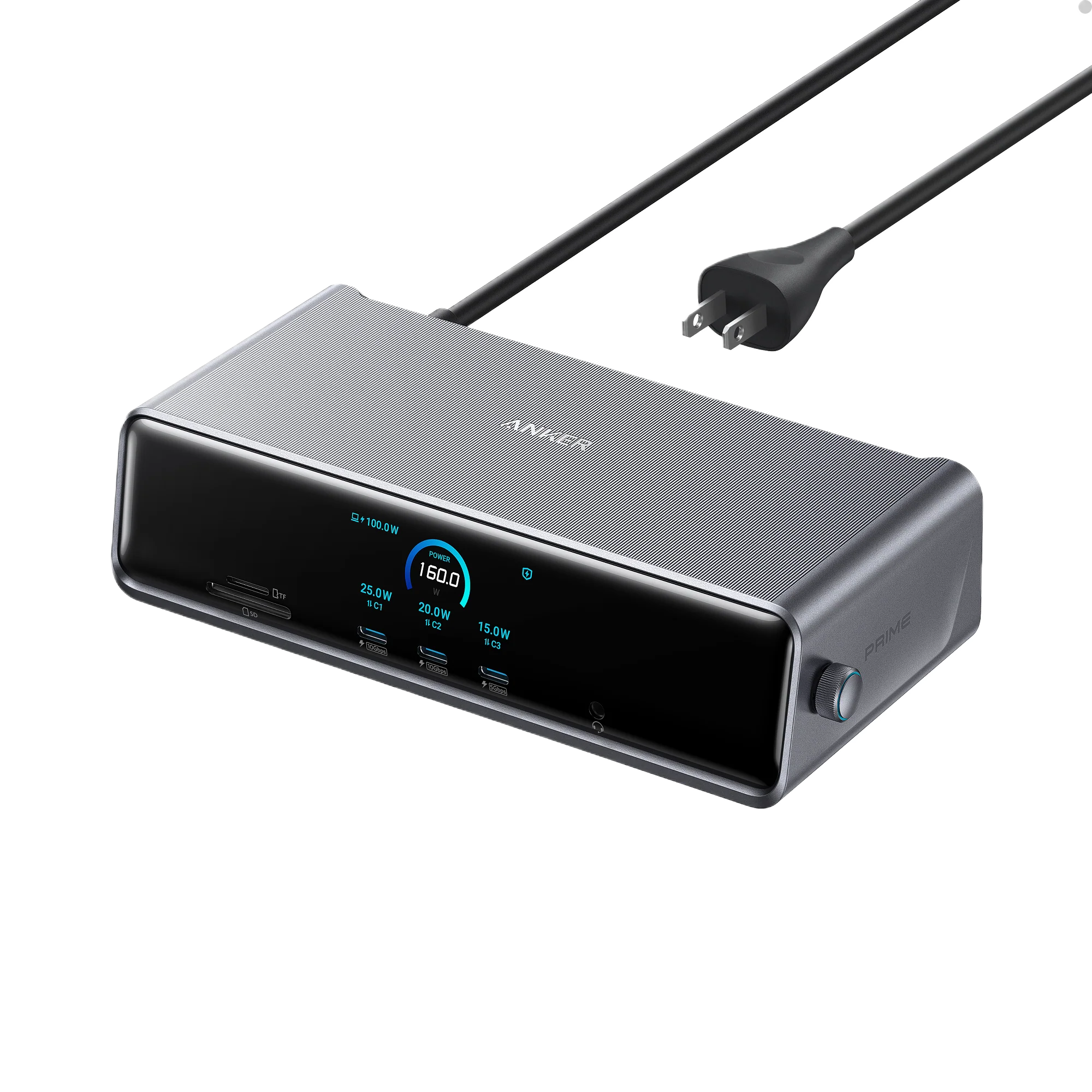 Anker Prime charging hub with digital display for efficient power control