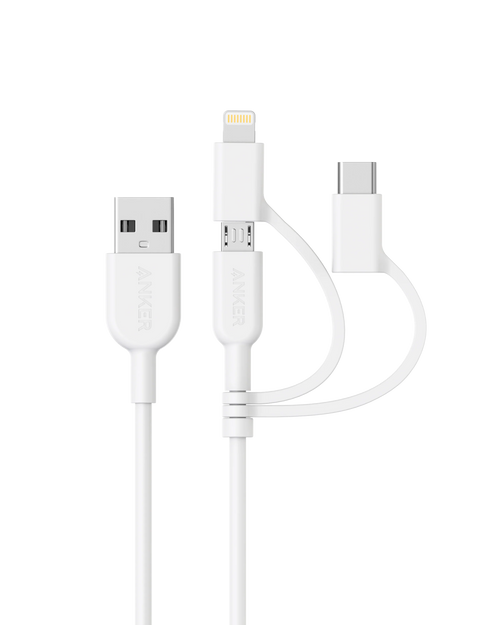 Anker multi-port cable with USB, Lightning for efficient charging