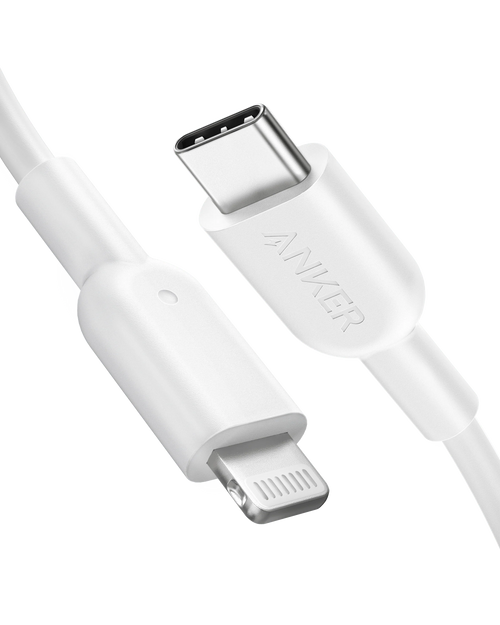 Anker white USB-C to Lightning cable for charging