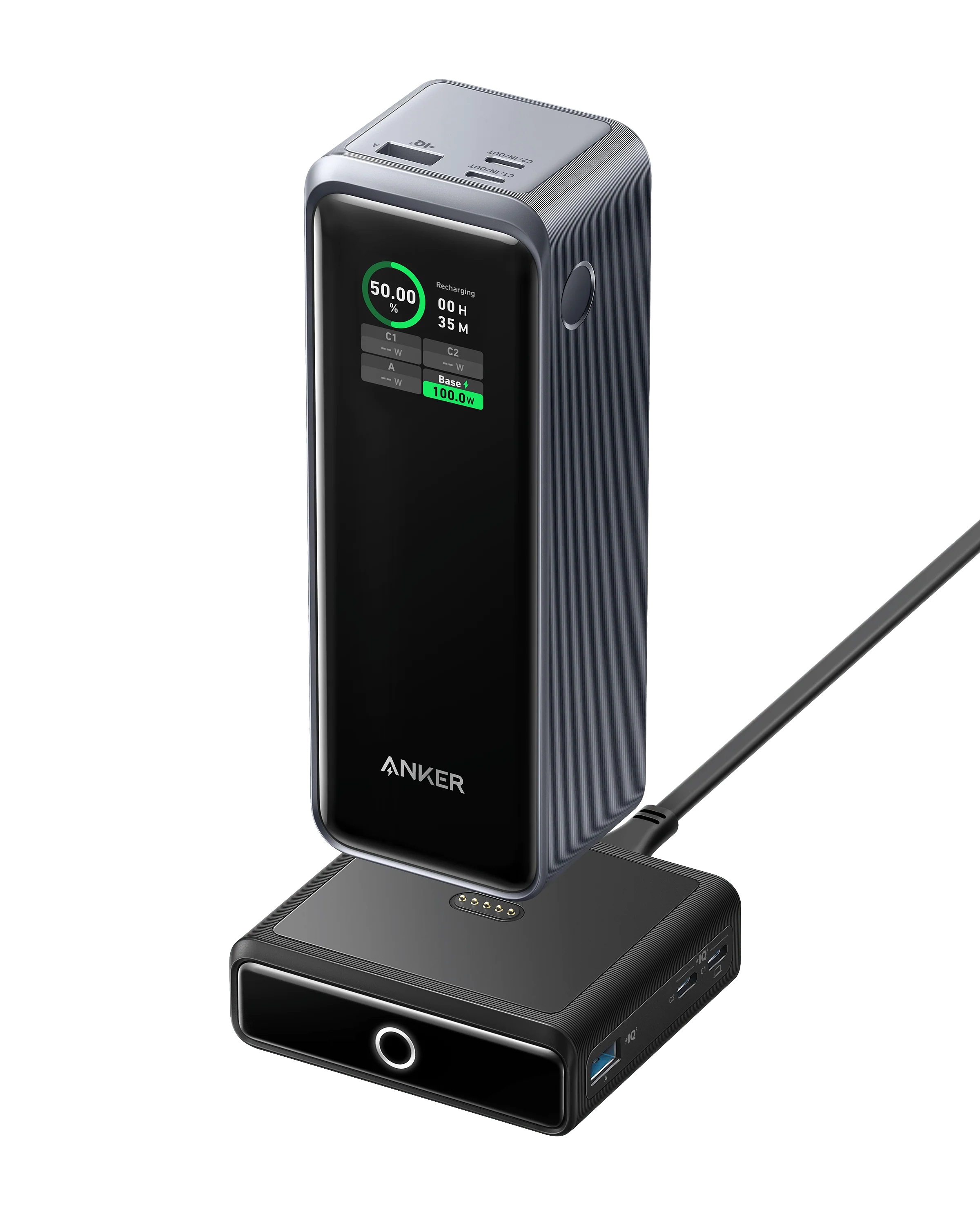 Anker portable power station with digital display for charging
