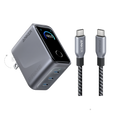 Anker Prime Charger (160W, 3 Ports, Smart Display) with Anker Prime USB-C to USB-C Cable (240W, Upcycled-Braided)