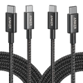 New Nylon USB-C to USB-C 100W Cable (10 ft, 2-Pack）