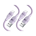 Anker USB-A to USB-C Cable (Upcycled-Braided, 2 Pack, Violet）