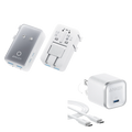 Anker Nano Travel Adapter (5-in-1, 20W, 1-Pack) and Anker Nano Charger (45W) with USB-C to USB-C Cable