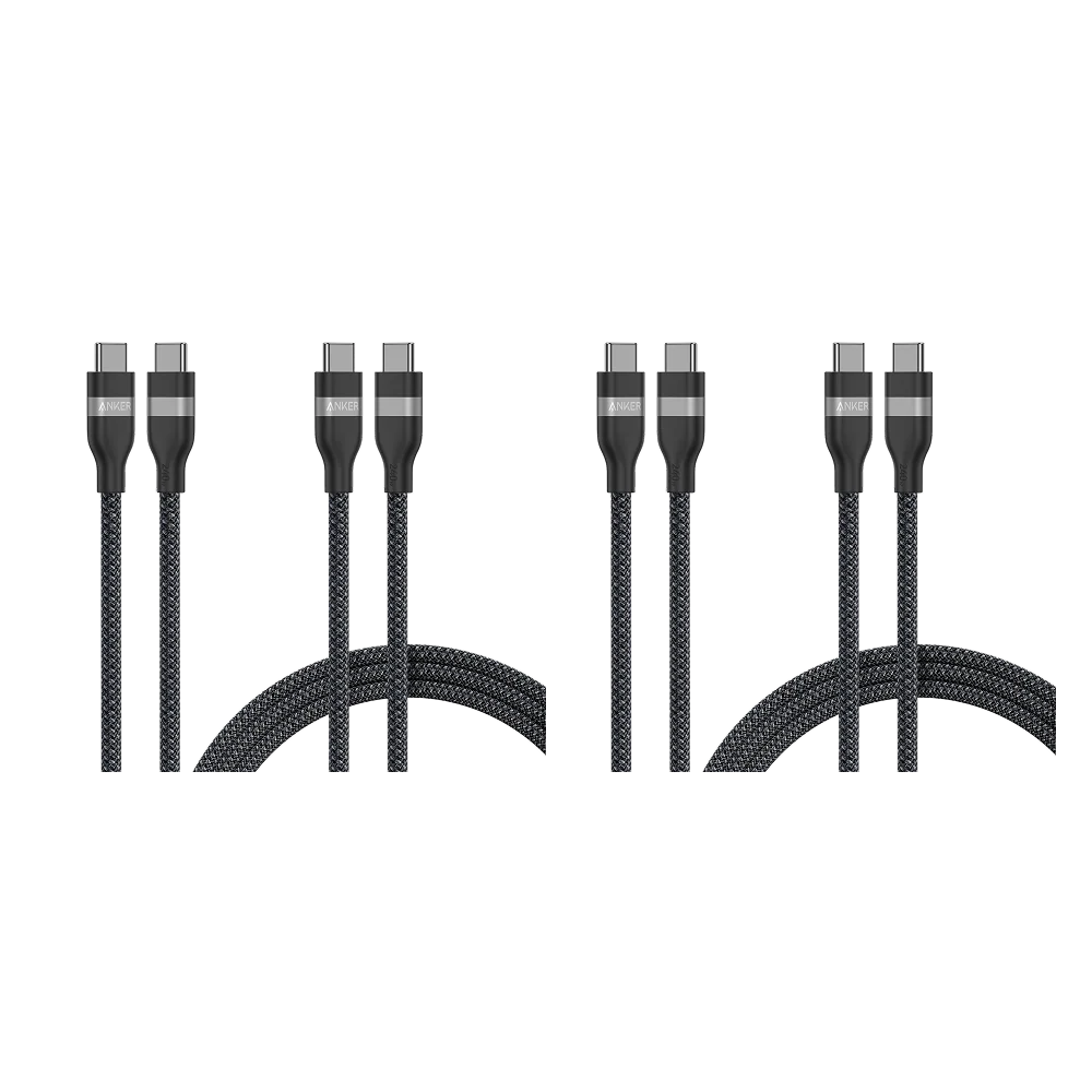 Anker USB-C to USB-C Cable (3 ft / 6 ft, 240W, Upcycled-Braided, 4-Pack)