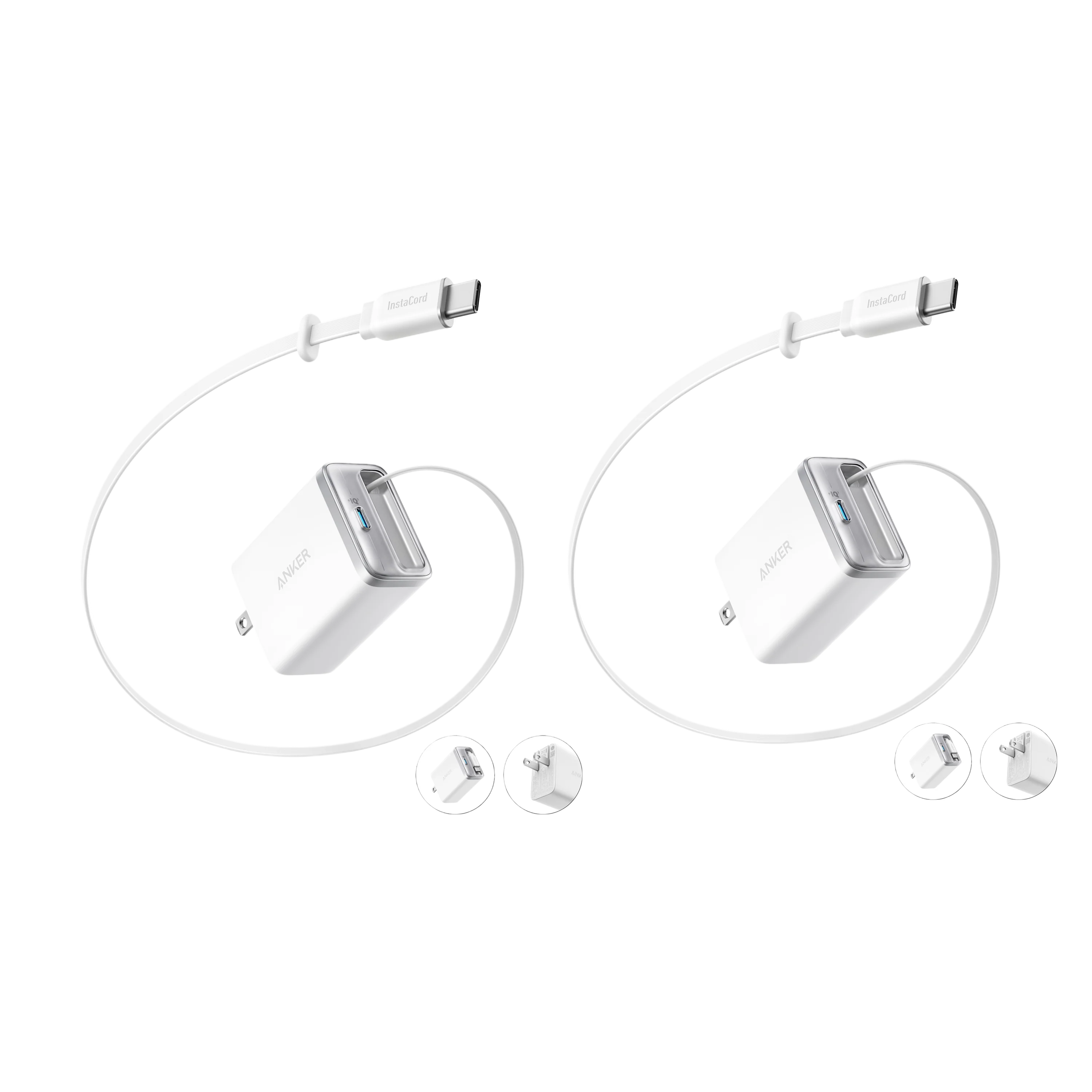 Anker Nano Charger (35W, Built-In Retractable USB-C Cable) —2- Pack