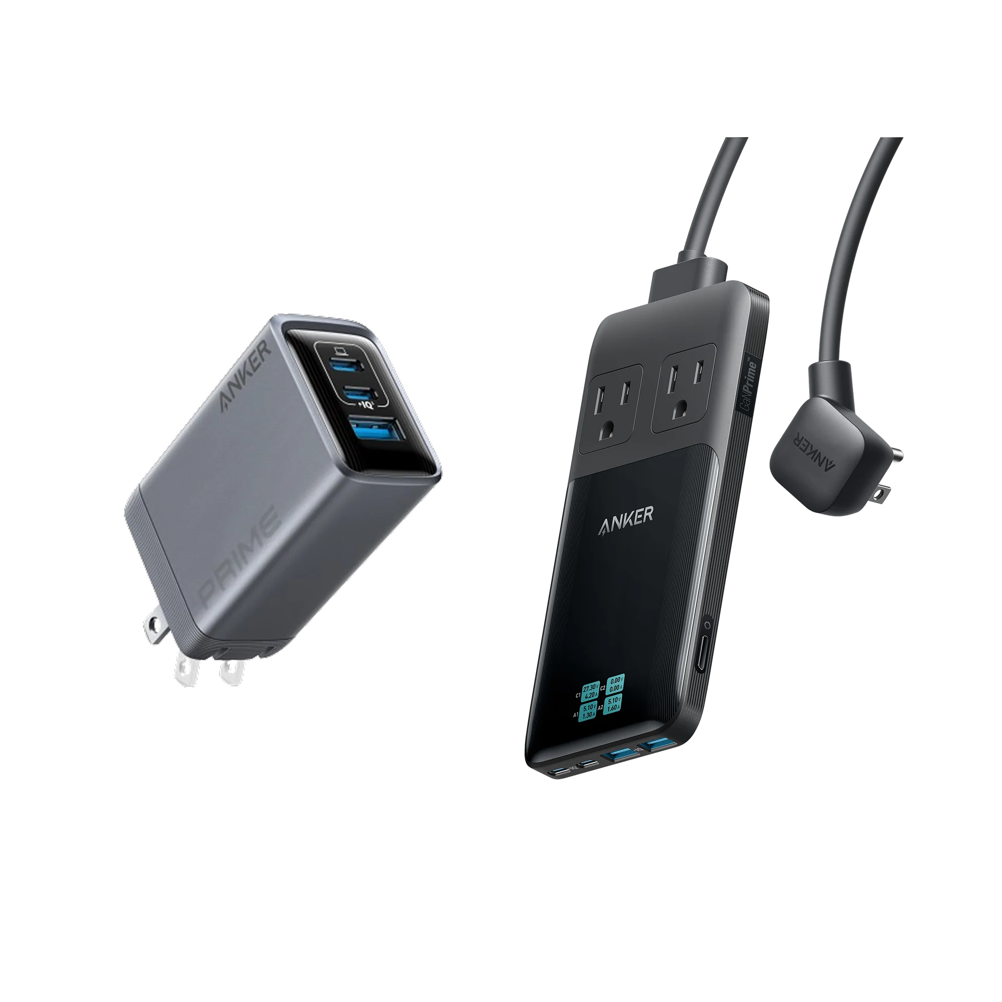 Anker Prime 6-in-1 Charging Station (140W) and Anker Prime Charger (100W, 3 Ports, GaN)