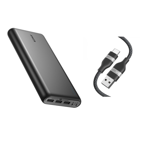 Anker 337 Power Bank (PowerCore 26K) and Anker USB-A to USB-C Cable (3 ft)